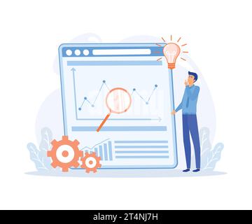 Business Intelligence concept, Business data analysis, management tools, intelligence, enterprise strategy development, flat vector modern illustratio Stock Vector