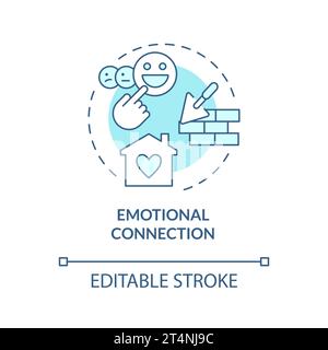 Thin line blue icon emotional connection concept Stock Vector
