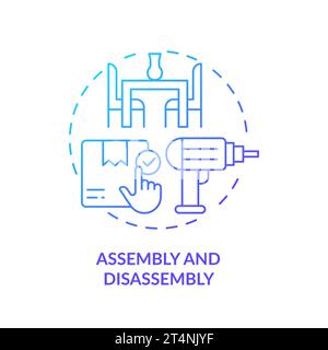 2D simple thin linear assembly and disassembly gradient icon Stock Vector