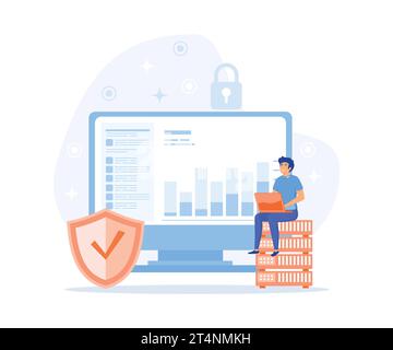 database security, phishing, hacker attack concept. hackers stealing personal data, flat vector modern illustration Stock Vector