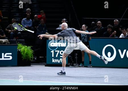 Paris, France. 30th Oct, 2023. Adrian Mannarino during the Rolex Paris Masters ATP Masters 1000 tennis tournament, on October 30, 2023 at Accor Arena Bercy in Paris, France. Credit: Abaca Press/Alamy Live News Stock Photo