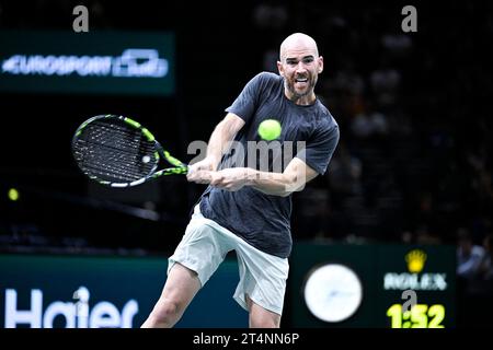 Paris, France. 30th Oct, 2023. Adrian Mannarino during the Rolex Paris Masters ATP Masters 1000 tennis tournament, on October 30, 2023 at Accor Arena Bercy in Paris, France. Credit: Abaca Press/Alamy Live News Stock Photo