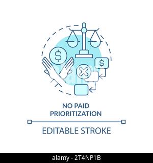 2D thin line blue icon no paid prioritization concept Stock Vector