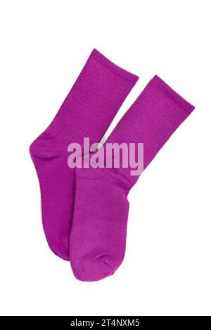 Warm woolen socks isolated on white background. Stock Photo