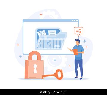 Cyber Security Services to Protect Personal Data.Online Payment Security, Cloud Shared Documents, Server Security, flat vector modern illustration Stock Vector