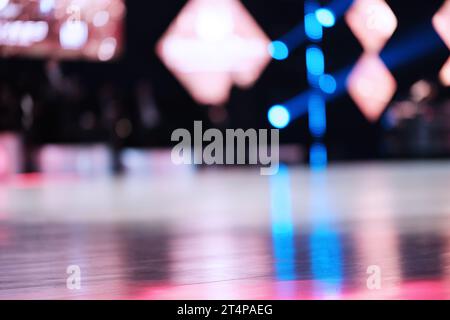 Stage with spotlights. Blurred background. Web banner. Design element Stock Photo