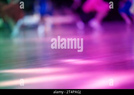 Stage with spotlights. Blurred background. Web banner. Design element Stock Photo