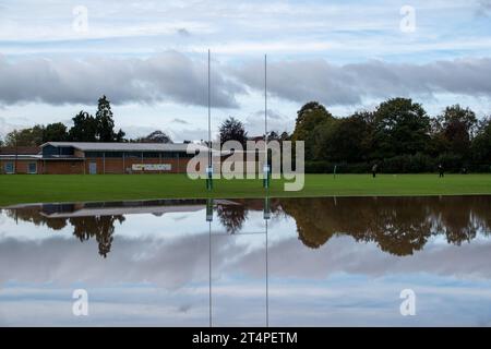 Rugby Pitch in Tenbury Wells Flooded Stock Photo - Alamy