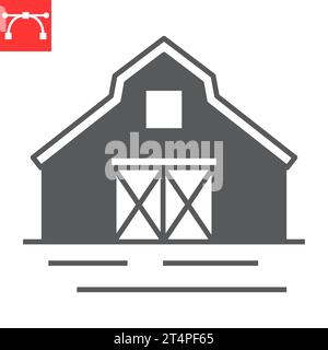 Barn glyph icon, building and agriculture, farm barn vector icon, vector graphics, editable stroke solid sign, eps 10. Stock Vector