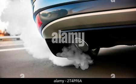 Car Muffler Exhaust With Smog Stock Photo