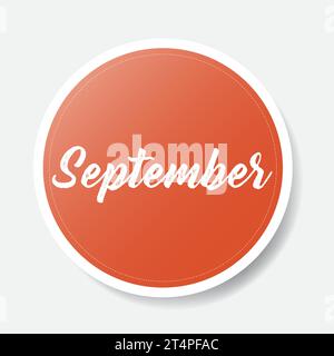 September red round sticker on white background, vector illustration Stock Vector
