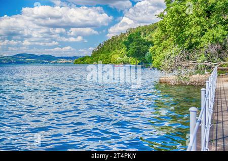 View of the Lake Bracciano from the town of Anguillara, Italy Stock Photo