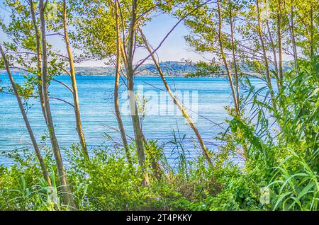 View of the Lake Bracciano from the town of Anguillara, Italy Stock Photo