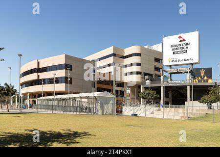 Mountain America Stadium is home to Arizona State University Sun Devil’s football team. Stock Photo