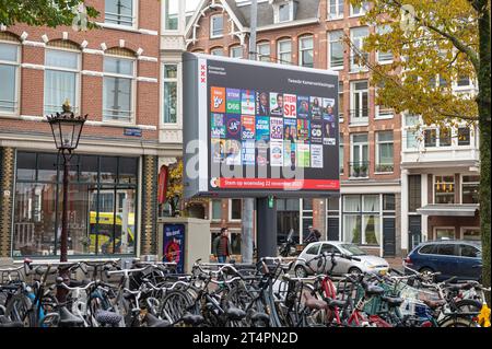 Amsterdam The Netherlands 1st November 2023. Party political posters of the parties taking part in the upcoming Dutch Parliamentary elections. On November 22nd the Dutch heads to the polls to vote for the second chamber of parliament. verkiezing, verkiezingen, 2de, tweede, kamer, poster, posters, Stock Photo