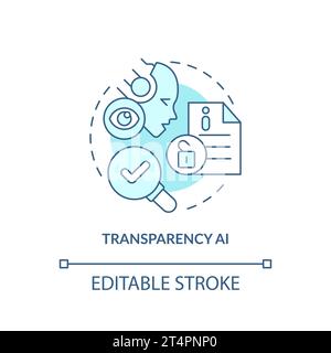 2D thin line blue icon transparency AI concept Stock Vector