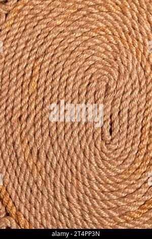 Close up view of twisting brown hemp rope pattern. Stock Photo