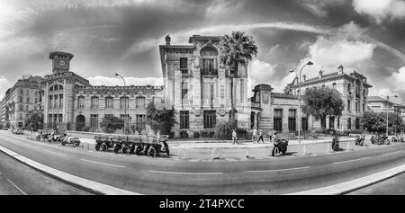 NICE, FRANCE - AUGUST 12: The beautiful architecture of Lycee Massena, iconic building in the city centre of Nice, Cote d'Azur, France, as seen on Aug Stock Photo