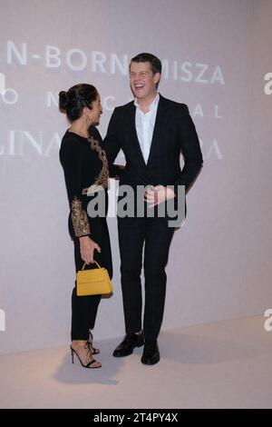 Adriana Carolina Herrera and  Wes Gordon attend the photocall for inauguration of Maestras in exhibition in Museo Nacional Thyssen-Bornemisza Madrid, Stock Photo