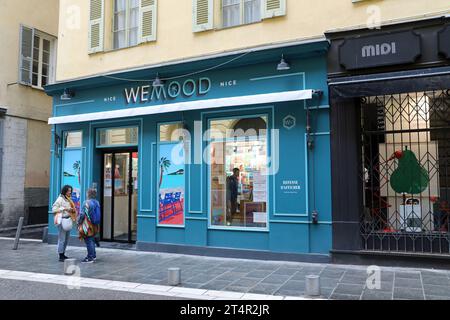 WEMOOD poster shop in the Old Town neighbourhood of Nice Stock Photo