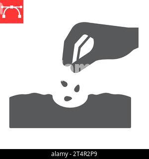 Hand planting seeds glyph icon, gardening and agriculture, seeding vector icon, vector graphics, editable stroke solid sign, eps 10. Stock Vector