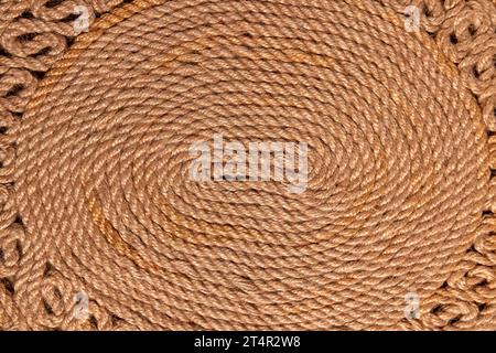 Close up view of twisting brown hemp rope pattern. Stock Photo