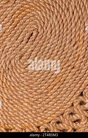 Close up view of twisting brown hemp rope pattern. Stock Photo