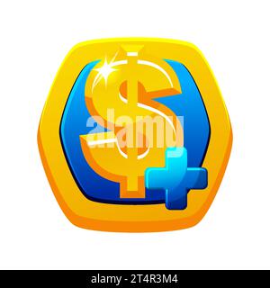Dollar icon for Game Ui. Vector Gold pay button. Stock Vector