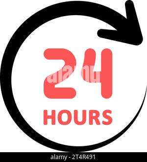 Linear icon of 24 hours a day as symbol of 24-hour business available Stock Vector