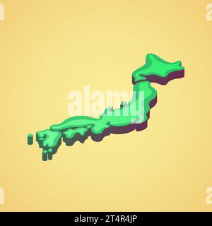 Isometric stylized simplified 3D map of Japan Stock Vector