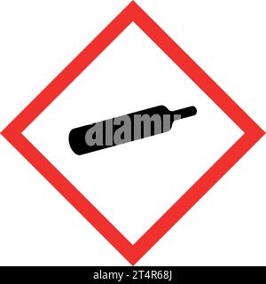 Gas cylinder hazard sign or symbol. Vector design isolated on white background. Latest hazard signs collection. GHS hazard sign. Stock Vector