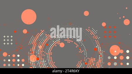 Halftone theme. Science abstract background with connecting dots and lines. Hand drawn vector art. Stock Vector