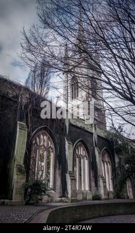 St Dunstan in the east church garden in the city of London, UK. Stock Photo