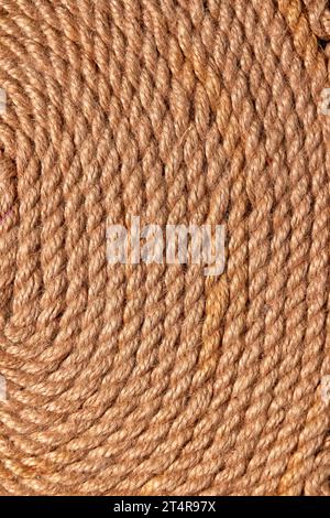 Close up view of twisting brown hemp rope pattern. Stock Photo