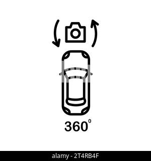 Vector illustration of the car rotates 360 degrees icon Stock Vector