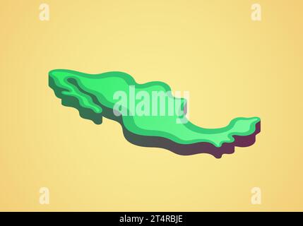 Isometric stylized simplified 3D map of Mexico Stock Vector