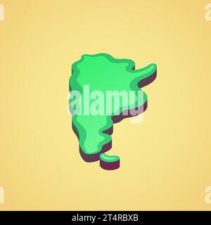 Isometric stylized simplified 3D map of Argentina Stock Vector
