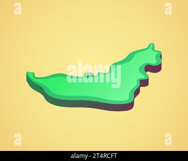 Isometric stylized simplified 3D map of United Arab Emirates Stock Vector