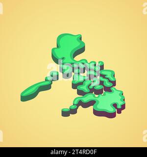 Isometric stylized simplified 3D map of Philippines Stock Vector