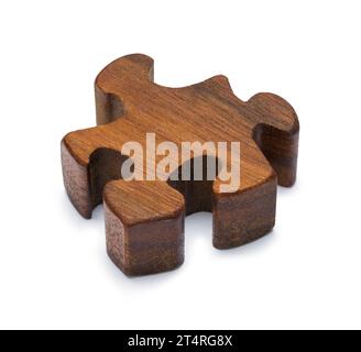 Wood Puzzel Piece Cut Out on White. Stock Photo