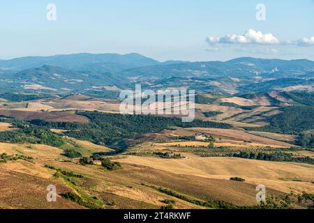 Beautiful tuscan landscape near Volterra, in the province of Pisa, Tuscany, Italy. Stock Photo