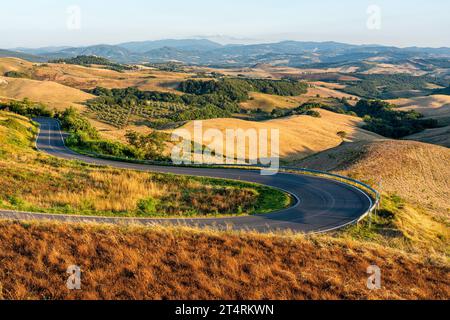 Beautiful tuscan landscape near Volterra, in the province of Pisa, Tuscany, Italy. Stock Photo