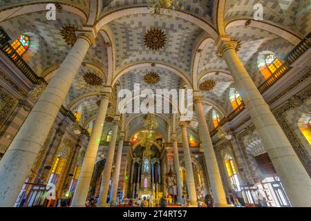 Interior view of the Basilica Cathedral of the Immaculate Conception, also known as the Mazatlan Cathedral, the in Mazatlán, Mexico. Stock Photo