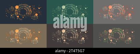 Halftone theme. Science abstract background with connecting dots and lines. Hand drawn vector art. Stock Vector
