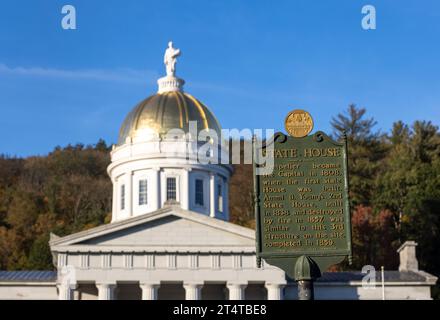 The Vermont State House, located in Montpelier, is the state capitol of the U.S. state of Vermont. Stock Photo