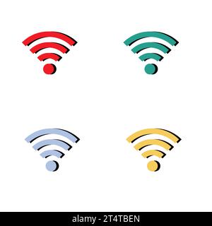 Wi-Fi Icon set symbol. Wireless and wifi icon or wi-fi icon sign for remote internet access. Network wifi business concept. Vector illustration Stock Vector
