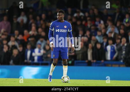 1st November 2023; Stamford Bridge, Chelsea, London, England: Carabao Cup Football, Chelsea versus Blackburn Rovers; Benoit Badiashile of Chelsea Stock Photo