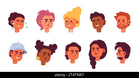 Diverse podcasters bloggers 2D vector avatars illustration set Stock Vector