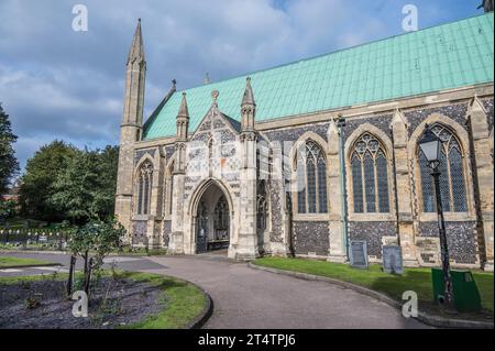 The image is of Great Yarmouth Minster Church of St Nicholas that was founded in1101 and is said to be the oldest building in Great Yarmouth Stock Photo