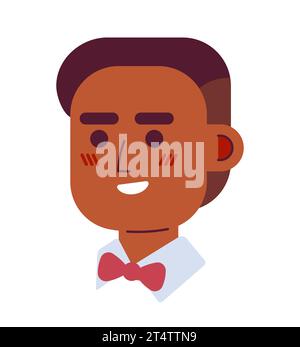 Waiter african american man 2D vector avatar illustration Stock Vector